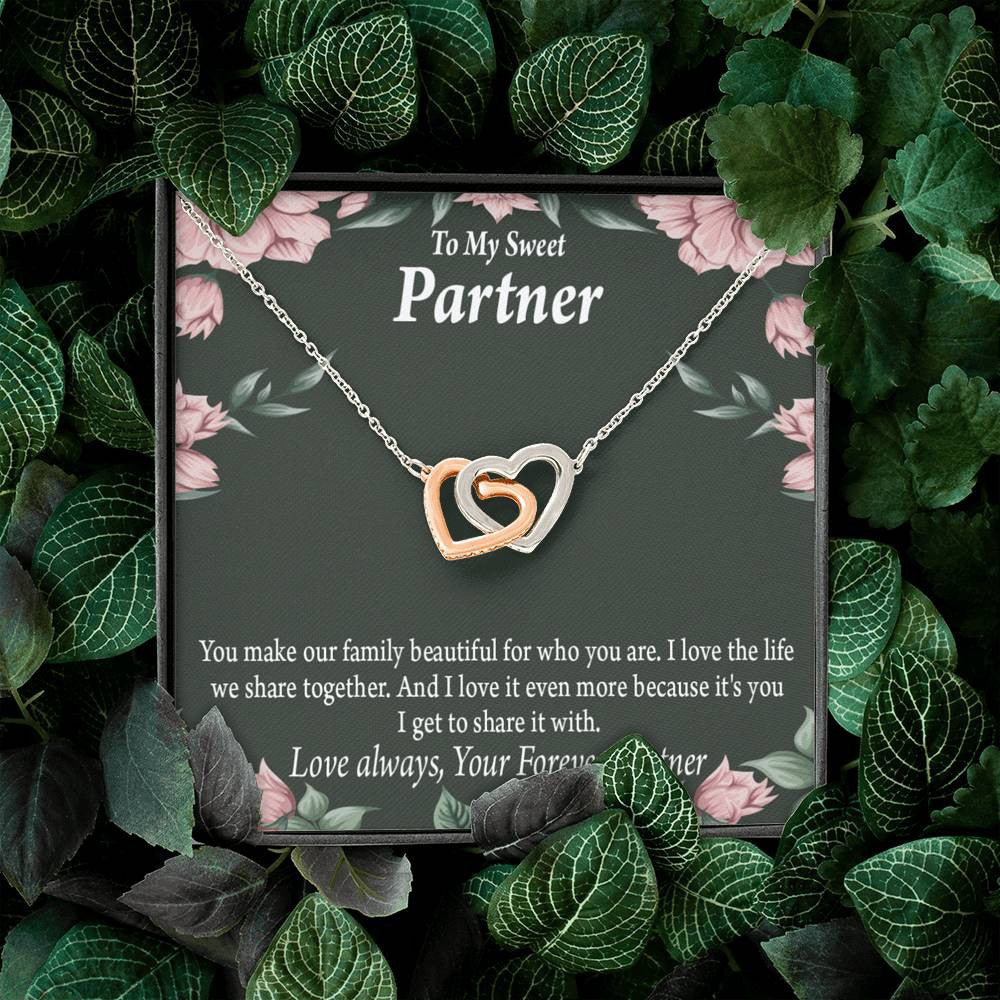 To My Partner Life Together Inseparable Pendant 18k Rose Gold Finish 16� Life Partner Keepsake Card - Interlocking Hearts Necklace