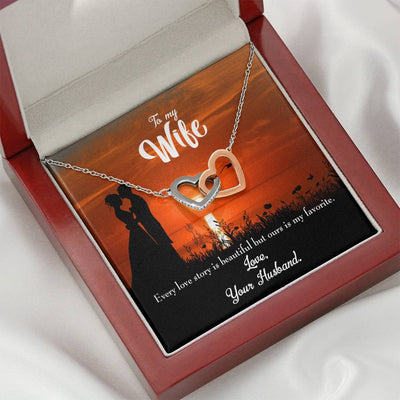 Wife Gift For Wife Birthday Wife Love Story Inseparable Love Pendant 18k Rose Gold Finish 16� - Interlocking Hearts Necklace