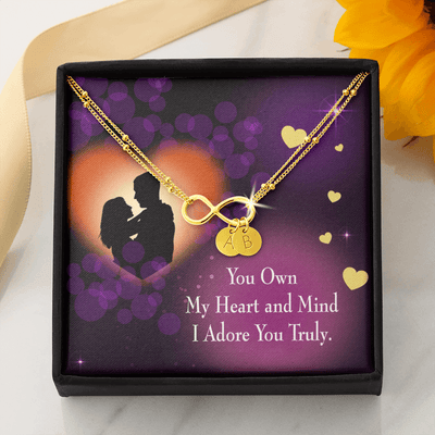 To My Wife Adore You Infinity Bracelet With Initial Charms - Infinity Bracelet