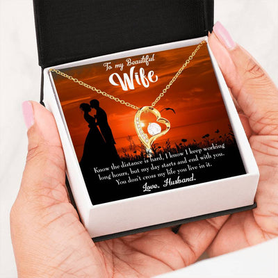 Gift For Wife Knowing The Distance Forever Love NecklaceHeart Pendant Stainless Steel or 18k Gold - Forever Love Necklace Gift Idea For Woman