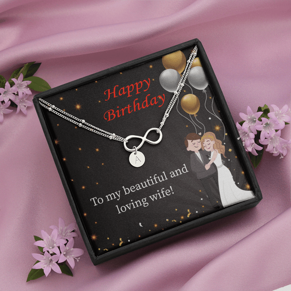 Beautiful And Loving Wife Infinity Bracelet With Initial Charms - Infinity Bracelet