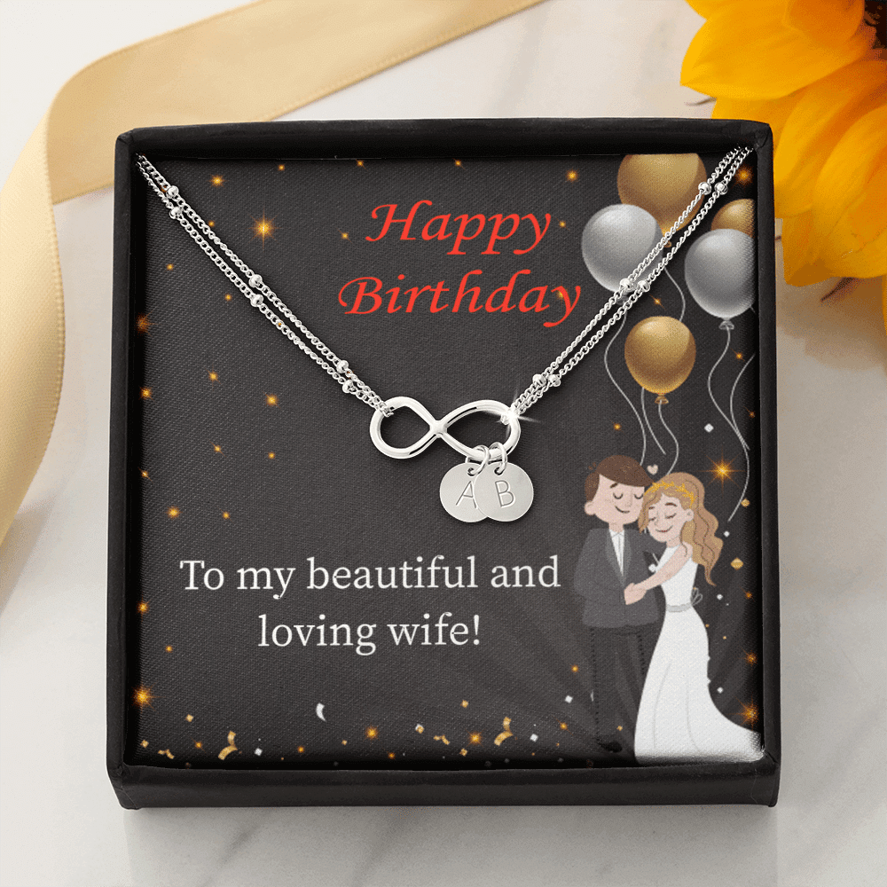 Beautiful And Loving Wife Infinity Bracelet With Initial Charms - Infinity Bracelet