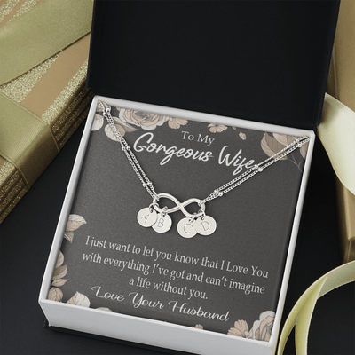 To My Wife Can�T Imagine A Life Without You Infinity Bracelet With Initial Charms - Infinity Bracelet