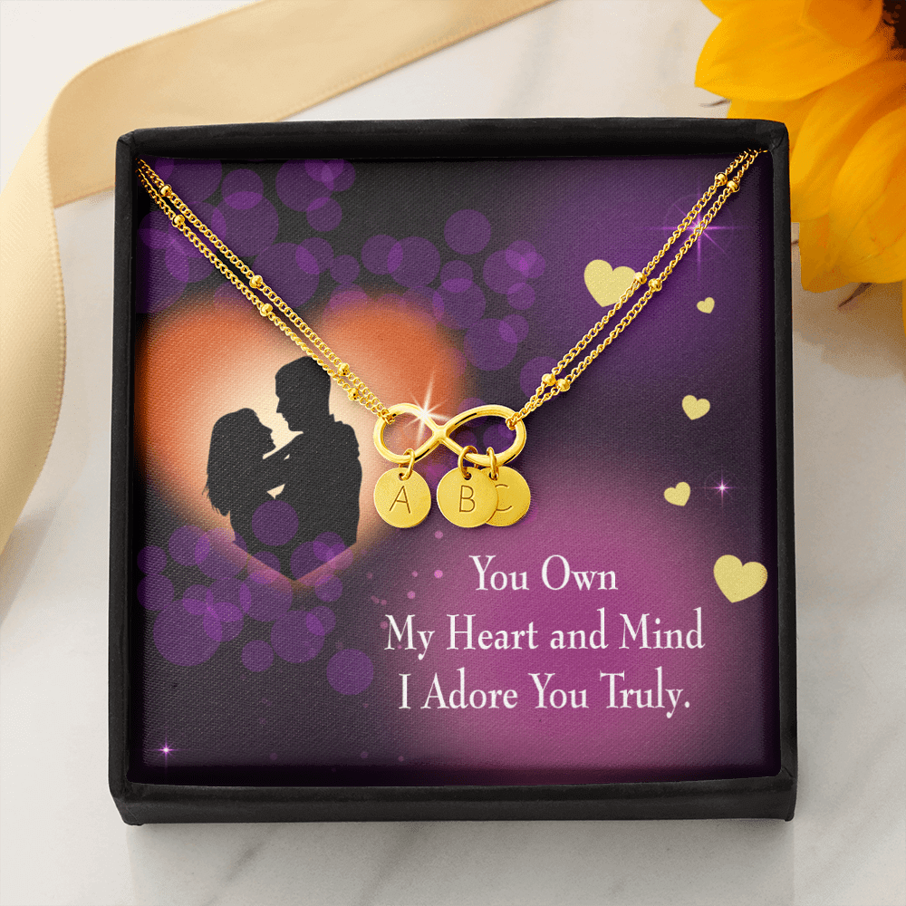 To My Wife Adore You Infinity Bracelet With Initial Charms - Infinity Bracelet