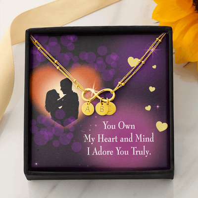To My Wife Adore You Infinity Bracelet With Initial Charms - Infinity Bracelet