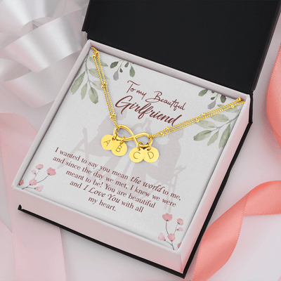 To My Girlfriend You Are My World Infinity Bracelet With Initial Charms - Infinity Bracelet