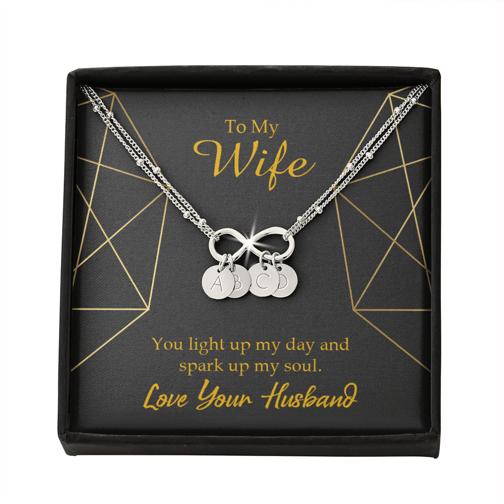 To My Wife You Light Up My Day Infinity Bracelet With Initial Charms - Infinity Bracelet