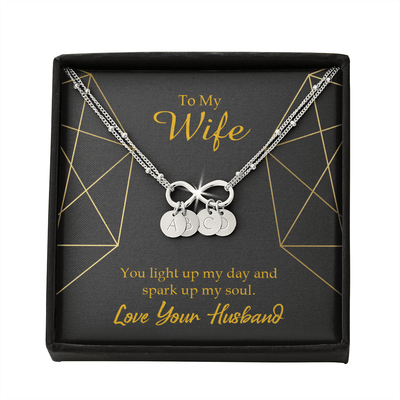 To My Wife You Light Up My Day Infinity Bracelet With Initial Charms - Infinity Bracelet