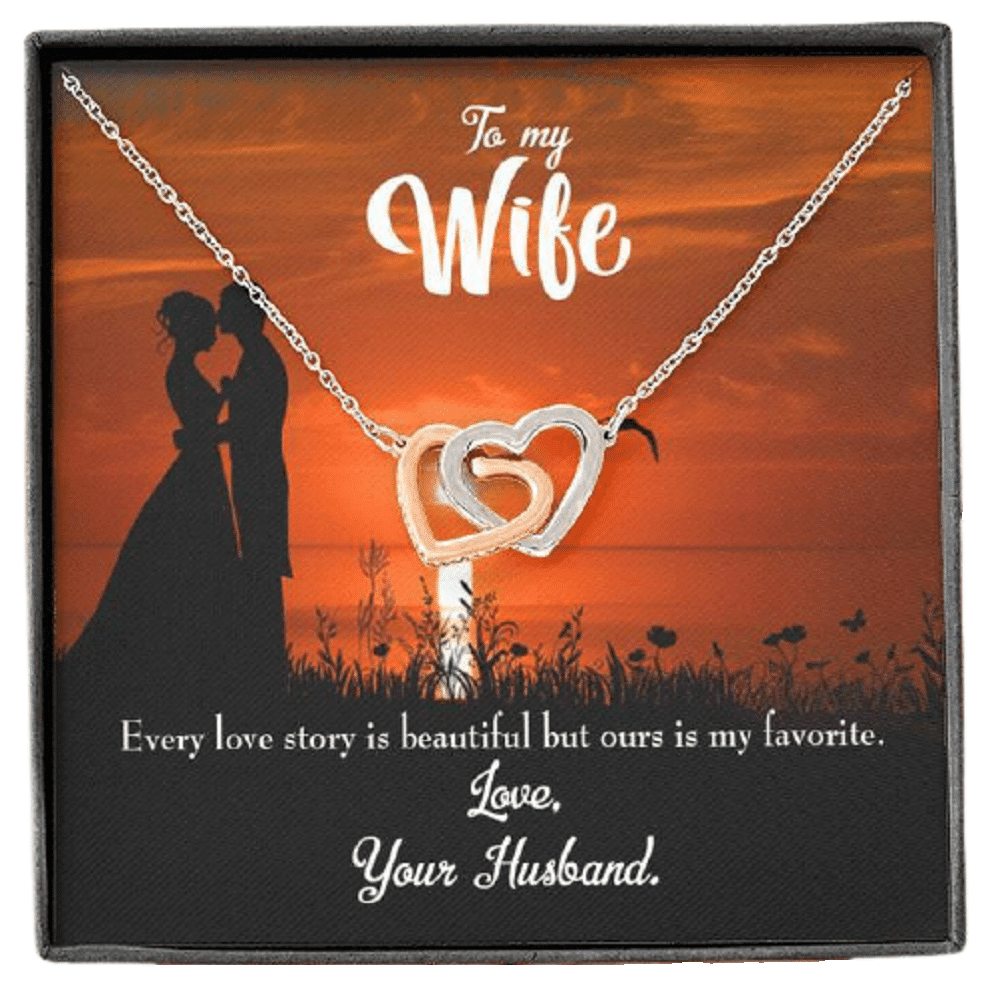 Wife Gift For Wife Birthday Wife Love Story Inseparable Love Pendant 18k Rose Gold Finish 16� - Interlocking Hearts Necklace