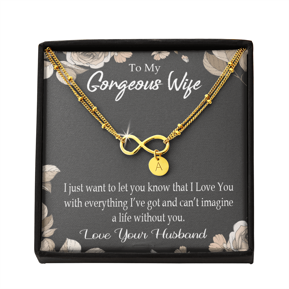 To My Wife Can�T Imagine A Life Without You Infinity Bracelet With Initial Charms - Infinity Bracelet