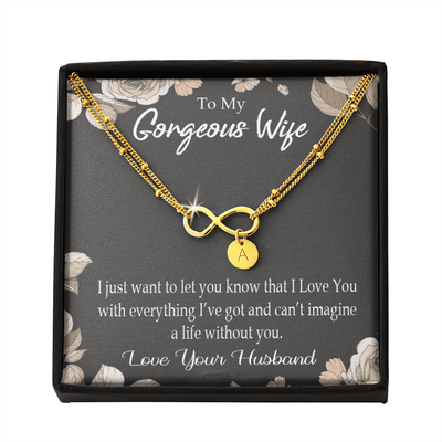 To My Wife Can�T Imagine A Life Without You Infinity Bracelet With Initial Charms - Infinity Bracelet