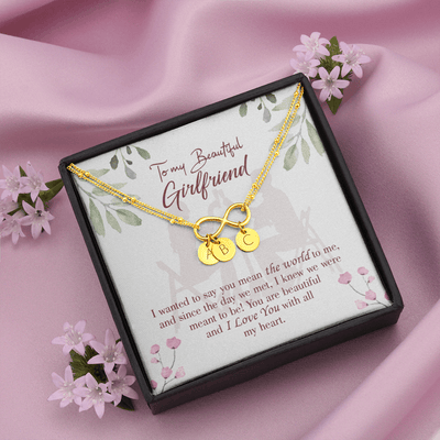 To My Girlfriend You Are My World Infinity Bracelet With Initial Charms - Infinity Bracelet