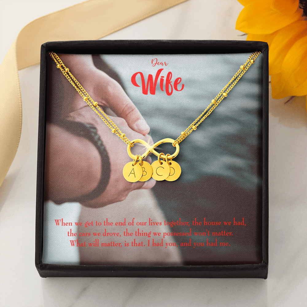 To My Wife Dear Wife From Husband Infinity Bracelet With Initial Charms - Infinity Bracelet