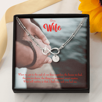 To My Wife Dear Wife From Husband Infinity Bracelet With Initial Charms - Infinity Bracelet