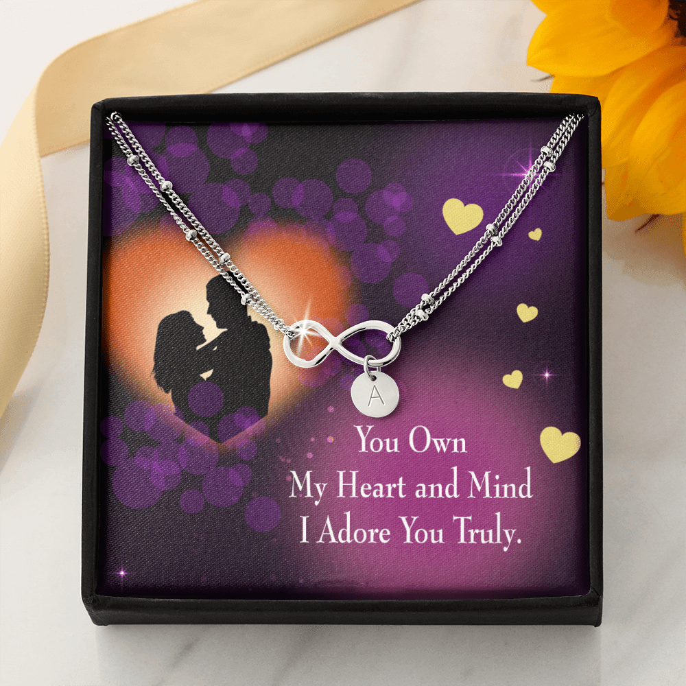 To My Wife Adore You Infinity Bracelet With Initial Charms - Infinity Bracelet