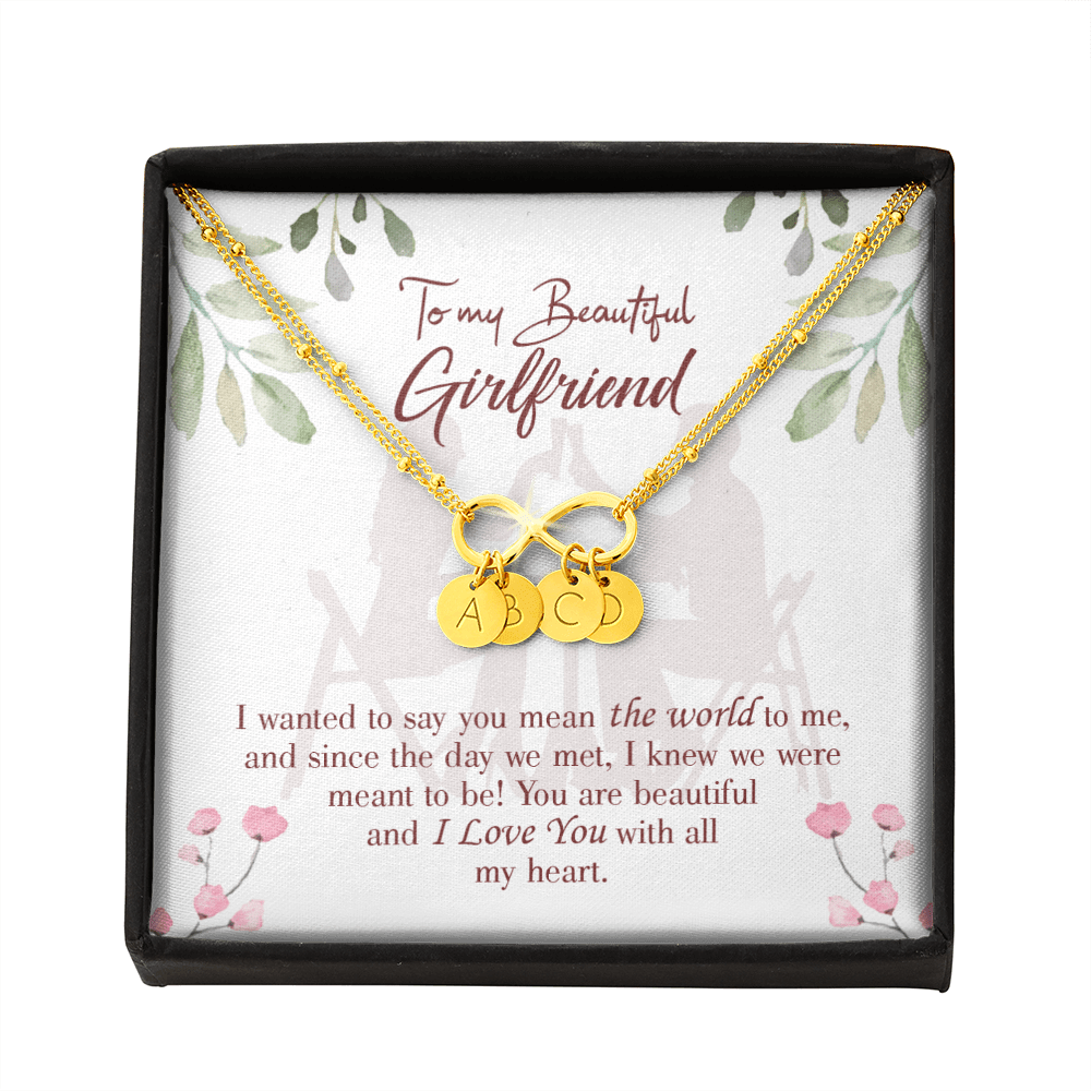 To My Girlfriend You Are My World Infinity Bracelet With Initial Charms - Infinity Bracelet