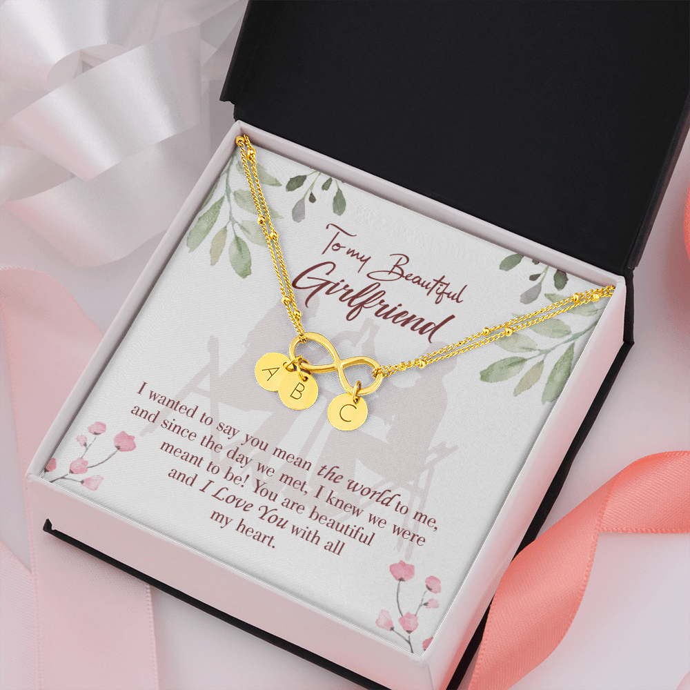 To My Girlfriend You Are My World Infinity Bracelet With Initial Charms - Infinity Bracelet