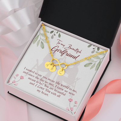 To My Girlfriend You Are My World Infinity Bracelet With Initial Charms - Infinity Bracelet