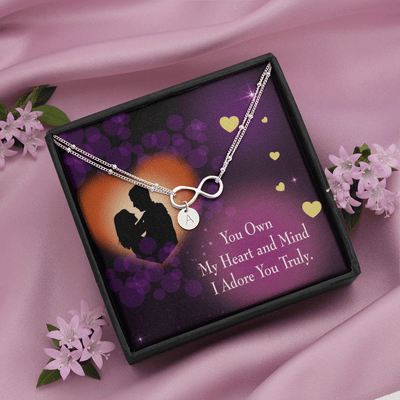To My Wife Adore You Infinity Bracelet With Initial Charms - Infinity Bracelet