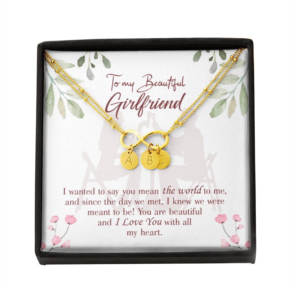 To My Girlfriend You Are My World Infinity Bracelet With Initial Charms - Infinity Bracelet
