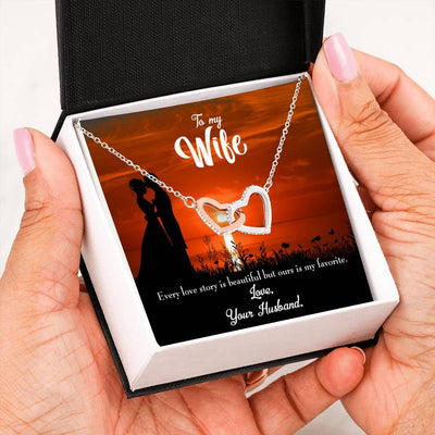 Wife Gift For Wife Birthday Wife Love Story Inseparable Love Pendant 18k Rose Gold Finish 16� - Interlocking Hearts Necklace