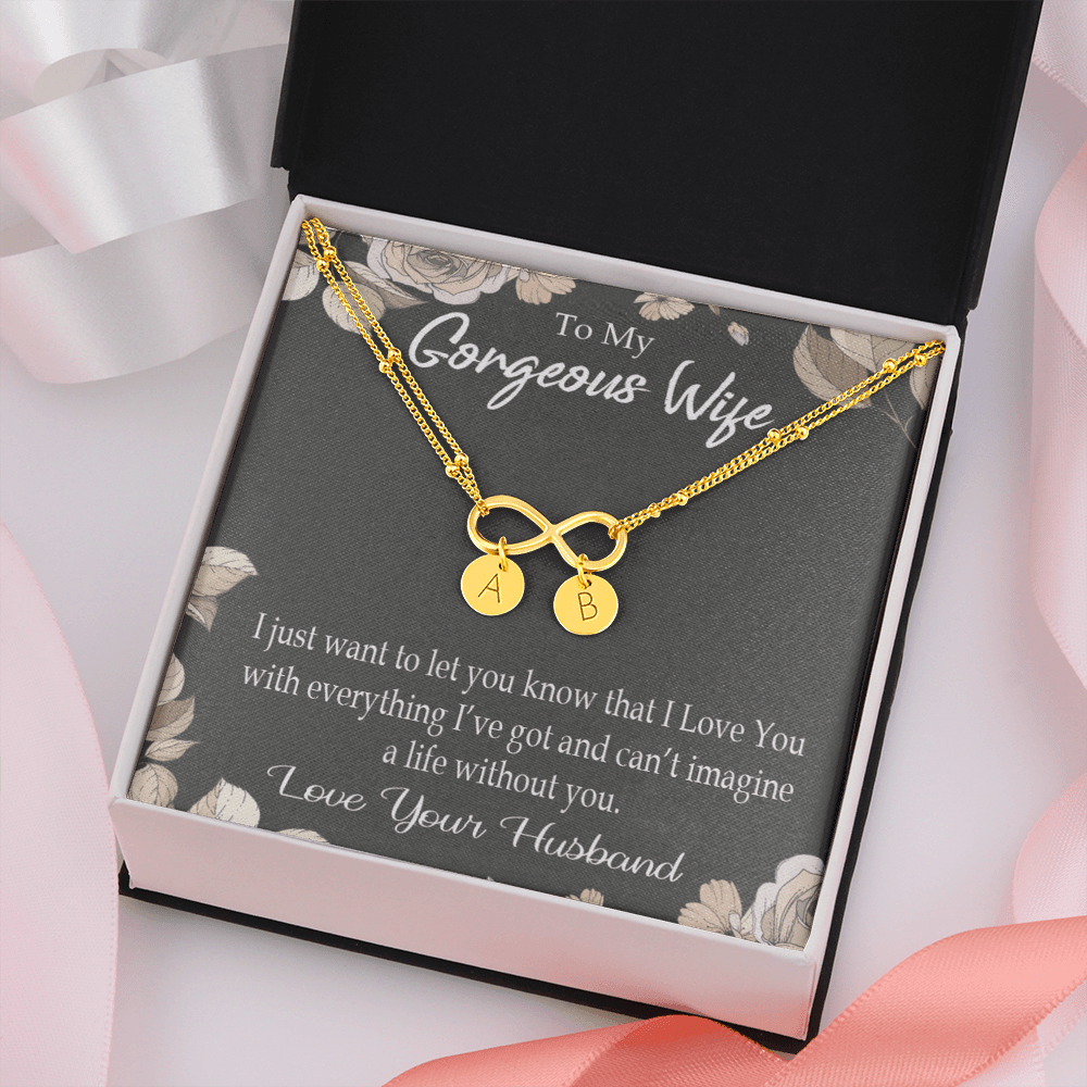 To My Wife Can�T Imagine A Life Without You Infinity Bracelet With Initial Charms - Infinity Bracelet