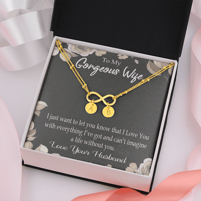 To My Wife Can�T Imagine A Life Without You Infinity Bracelet With Initial Charms - Infinity Bracelet