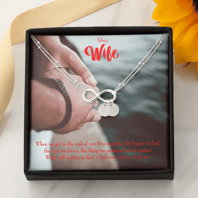 To My Wife Dear Wife From Husband Infinity Bracelet With Initial Charms - Infinity Bracelet