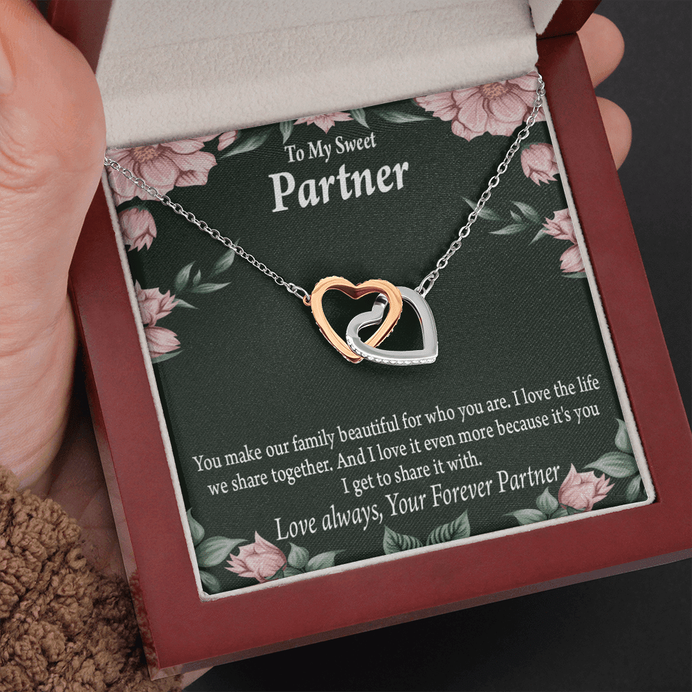 To My Partner Life Together Inseparable Pendant 18k Rose Gold Finish 16� Life Partner Keepsake Card - Interlocking Hearts Necklace
