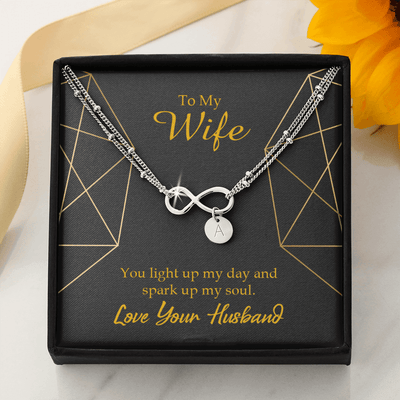 To My Wife You Light Up My Day Infinity Bracelet With Initial Charms - Infinity Bracelet
