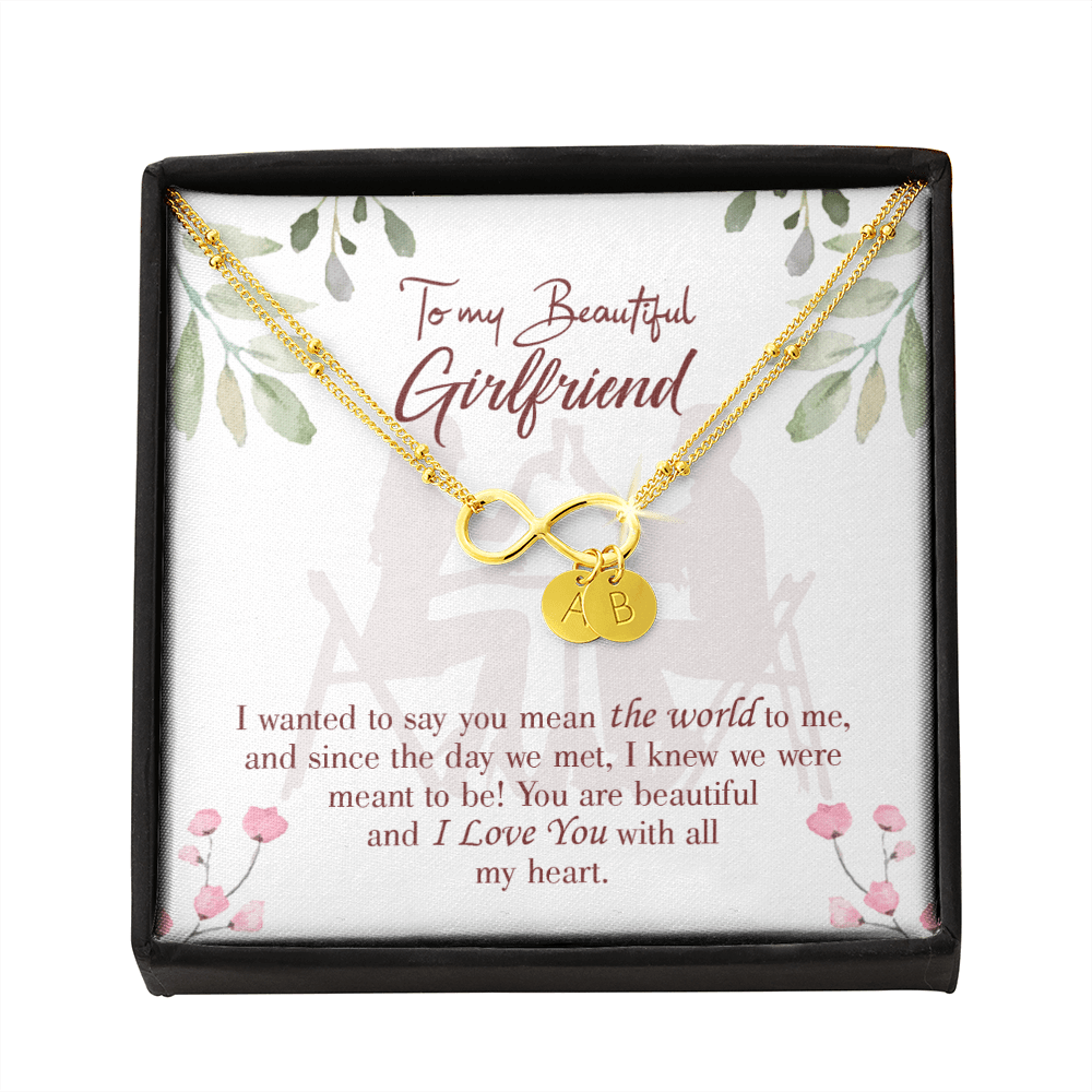To My Girlfriend You Are My World Infinity Bracelet With Initial Charms - Infinity Bracelet