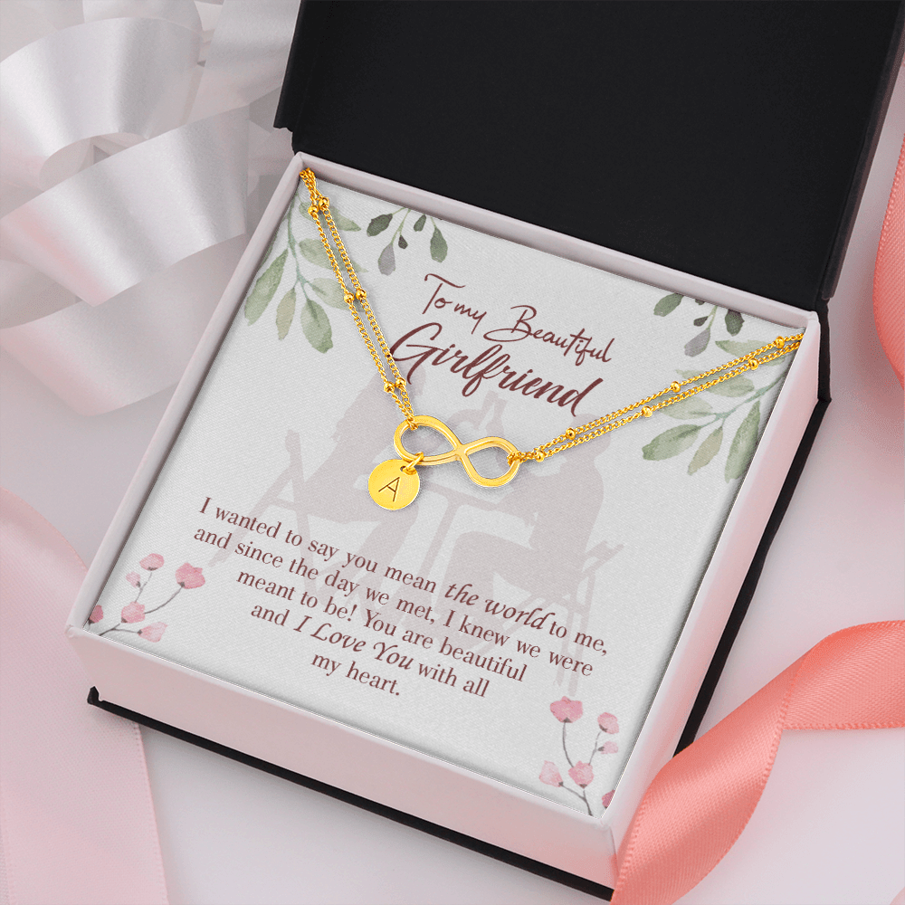 To My Girlfriend You Are My World Infinity Bracelet With Initial Charms - Infinity Bracelet