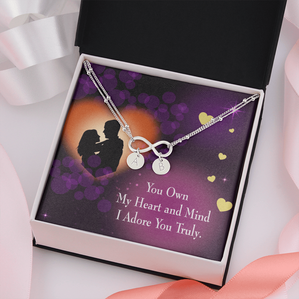 To My Wife Adore You Infinity Bracelet With Initial Charms - Infinity Bracelet