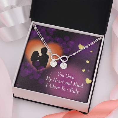 To My Wife Adore You Infinity Bracelet With Initial Charms - Infinity Bracelet