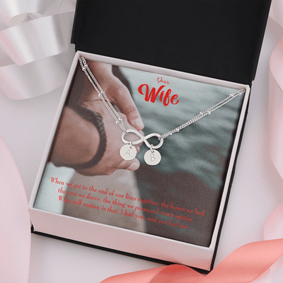 To My Wife Dear Wife From Husband Infinity Bracelet With Initial Charms - Infinity Bracelet