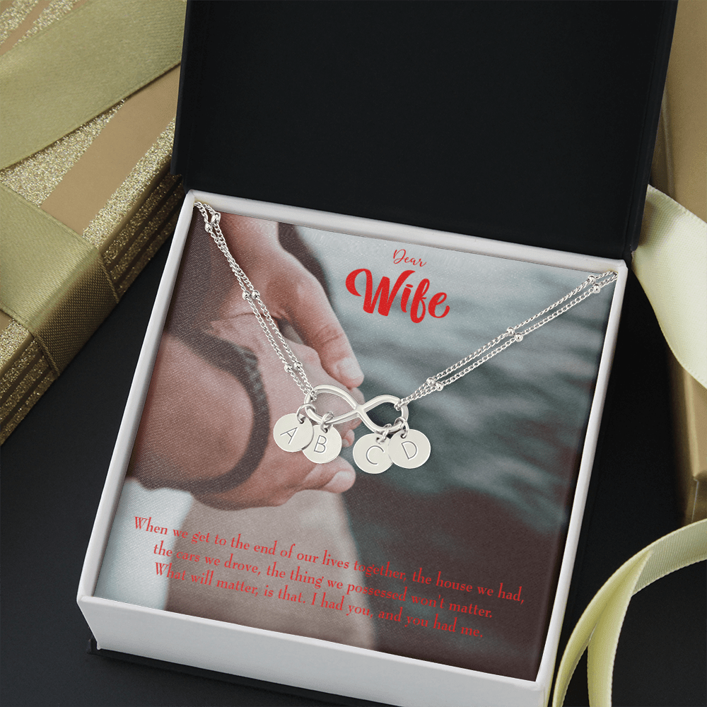 To My Wife Dear Wife From Husband Infinity Bracelet With Initial Charms - Infinity Bracelet