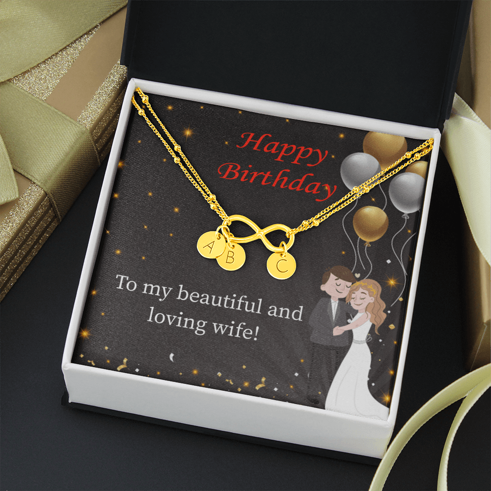 Beautiful And Loving Wife Infinity Bracelet With Initial Charms - Infinity Bracelet