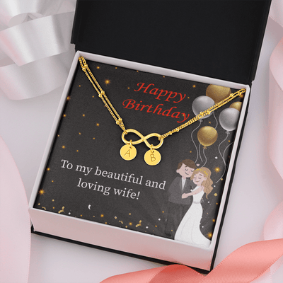 Beautiful And Loving Wife Infinity Bracelet With Initial Charms - Infinity Bracelet