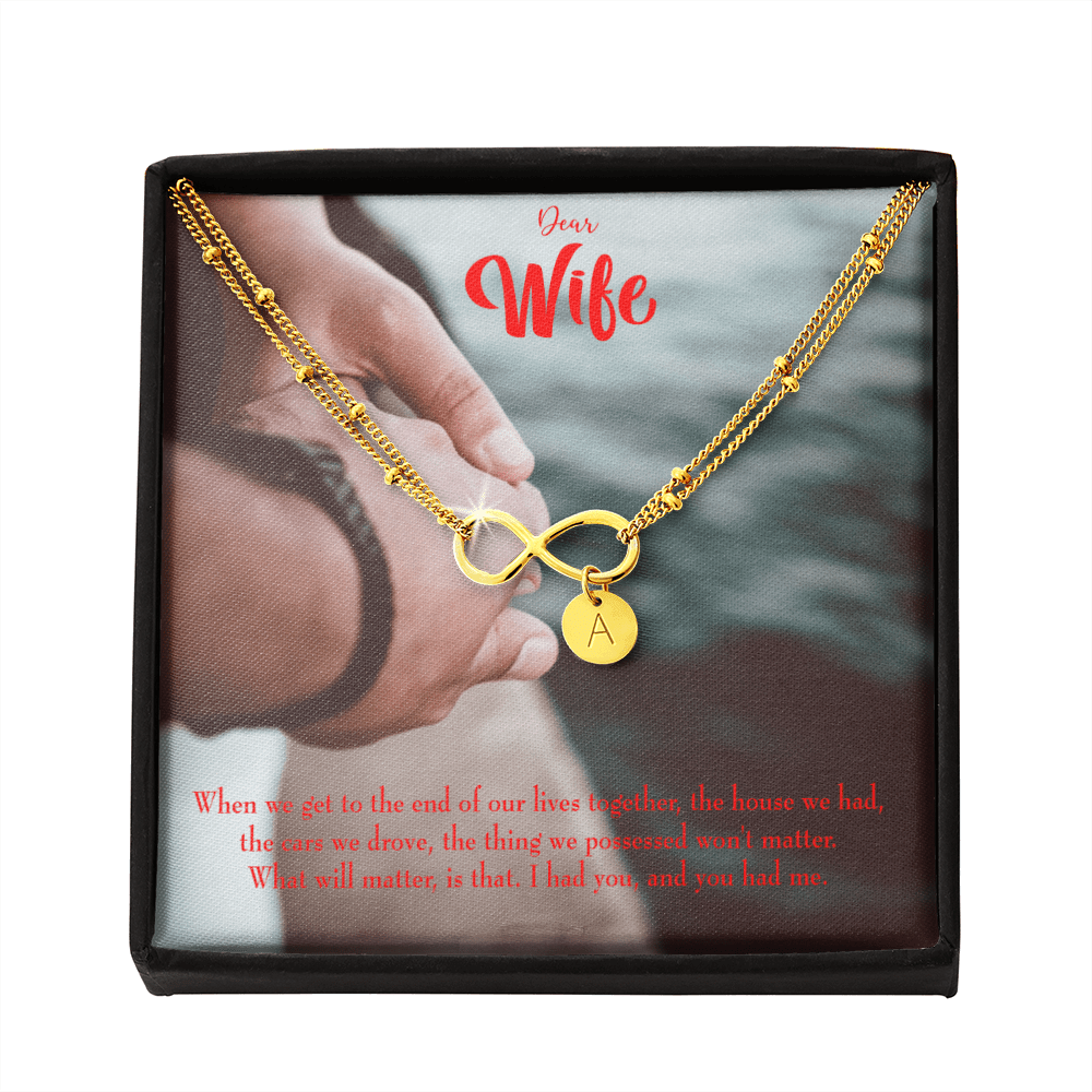 To My Wife Dear Wife From Husband Infinity Bracelet With Initial Charms - Infinity Bracelet