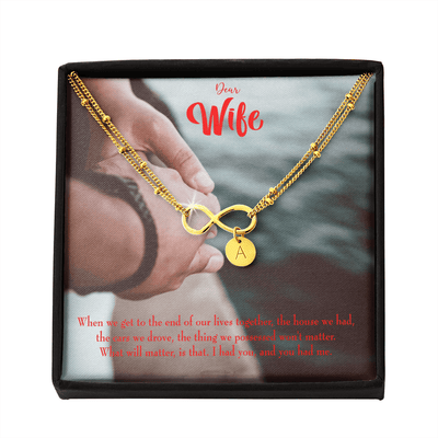 To My Wife Dear Wife From Husband Infinity Bracelet With Initial Charms - Infinity Bracelet