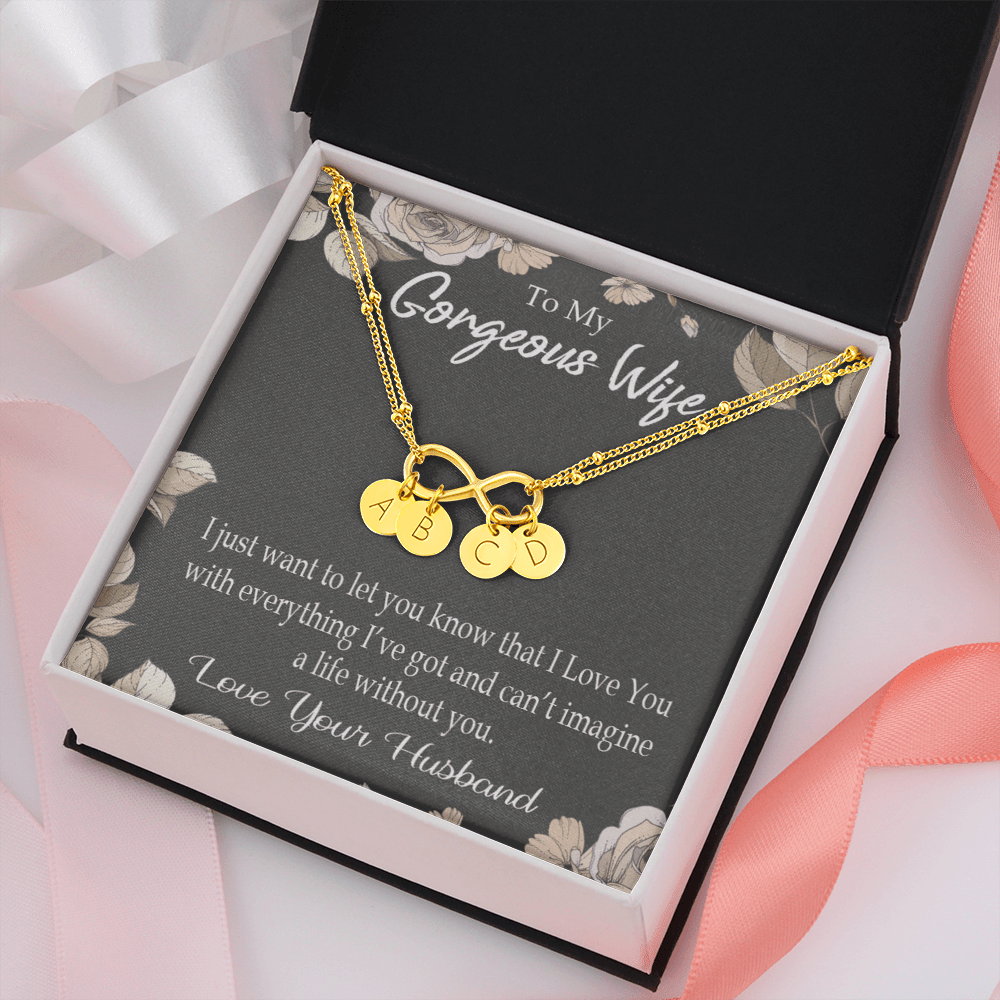To My Wife Can�T Imagine A Life Without You Infinity Bracelet With Initial Charms - Infinity Bracelet