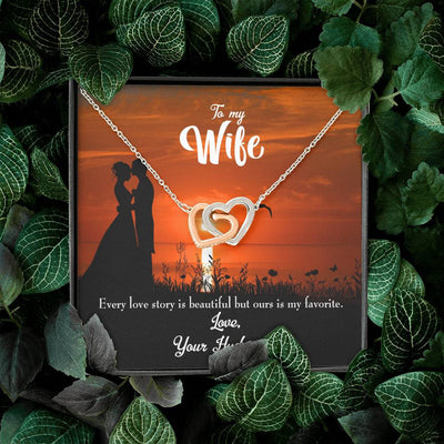 Wife Gift For Wife Birthday Wife Love Story Inseparable Love Pendant 18k Rose Gold Finish 16� - Interlocking Hearts Necklace
