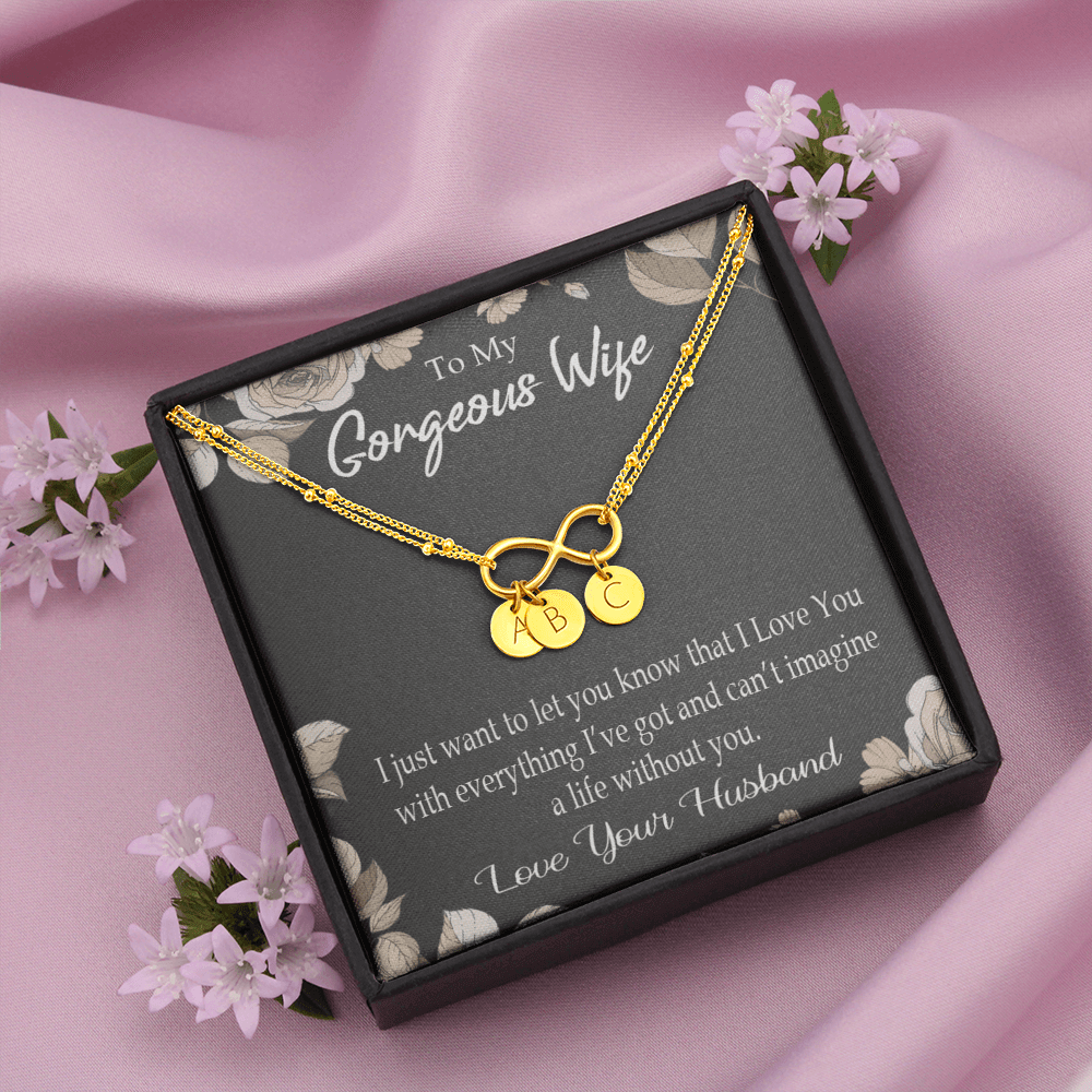 To My Wife Can�T Imagine A Life Without You Infinity Bracelet With Initial Charms - Infinity Bracelet