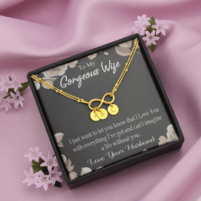 To My Wife Can�T Imagine A Life Without You Infinity Bracelet With Initial Charms - Infinity Bracelet