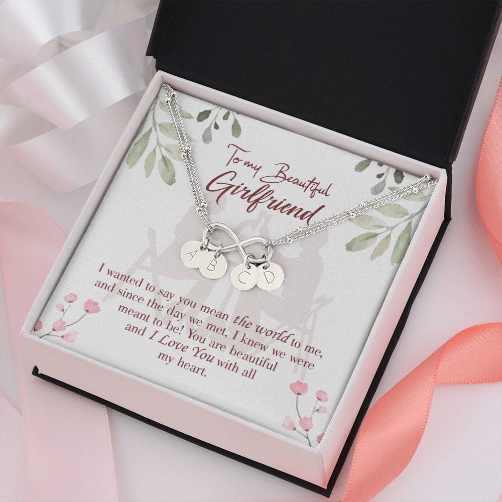To My Girlfriend You Are My World Infinity Bracelet With Initial Charms - Infinity Bracelet