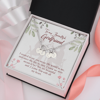 To My Girlfriend You Are My World Infinity Bracelet With Initial Charms - Infinity Bracelet