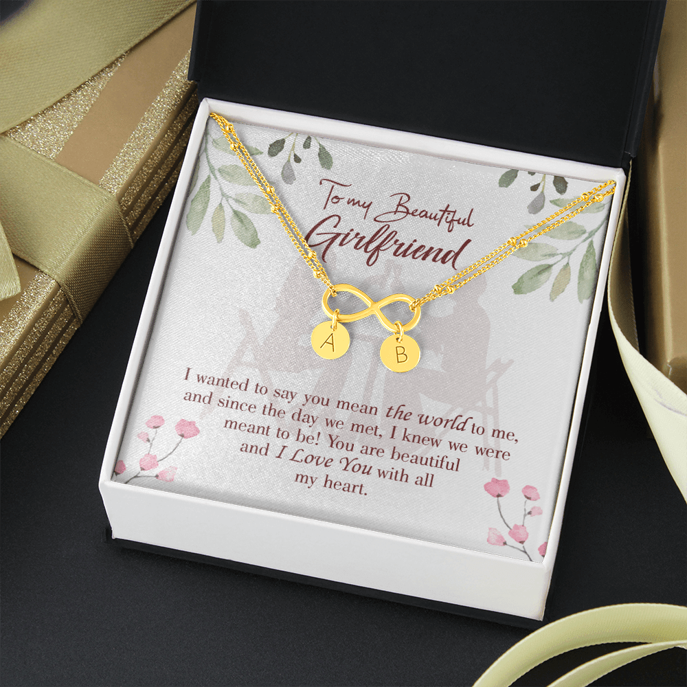 To My Girlfriend You Are My World Infinity Bracelet With Initial Charms - Infinity Bracelet