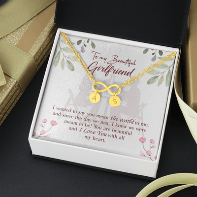 To My Girlfriend You Are My World Infinity Bracelet With Initial Charms - Infinity Bracelet