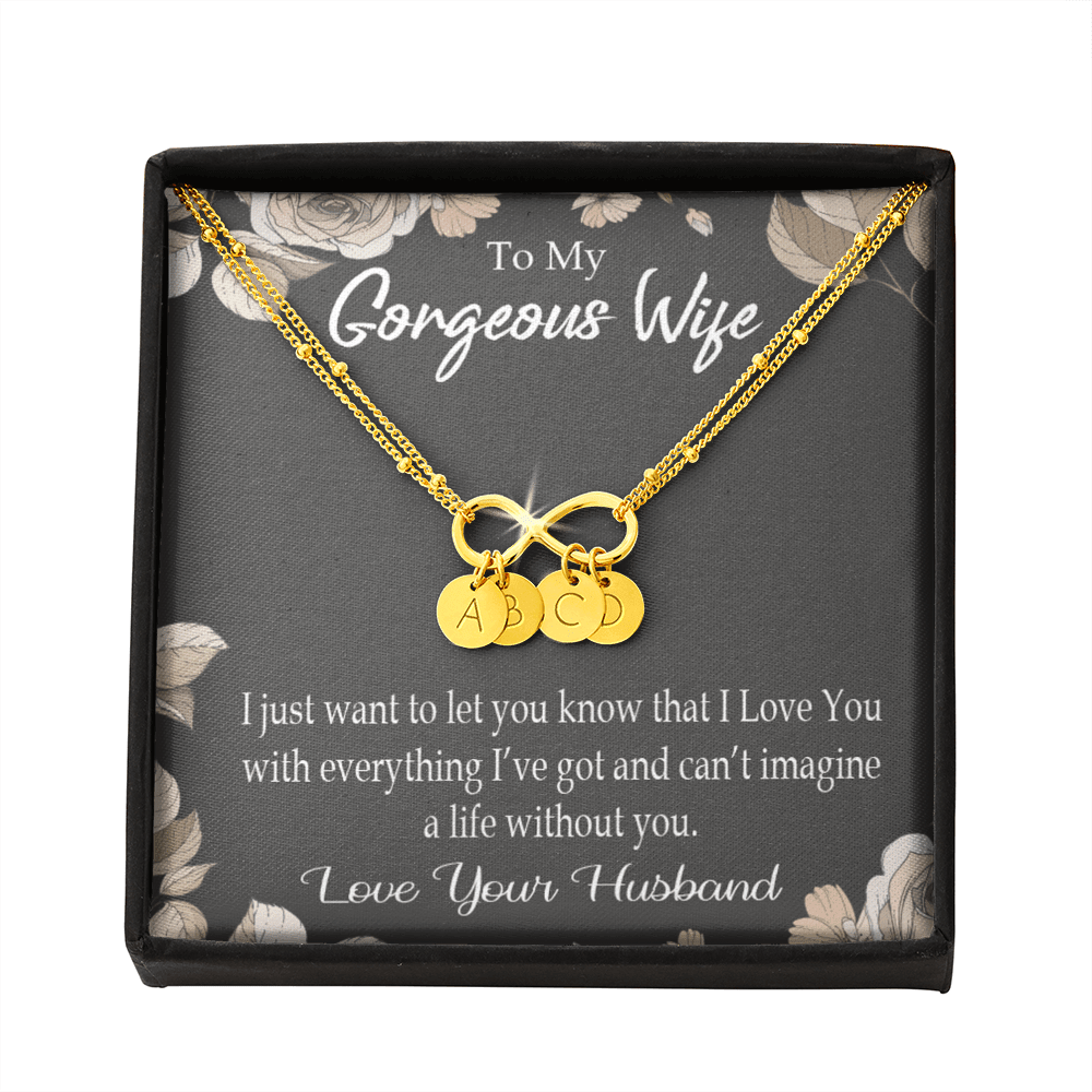 To My Wife Can�T Imagine A Life Without You Infinity Bracelet With Initial Charms - Infinity Bracelet