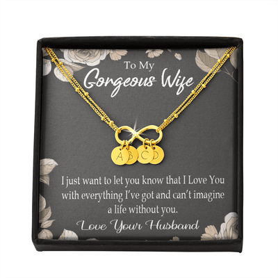 To My Wife Can�T Imagine A Life Without You Infinity Bracelet With Initial Charms - Infinity Bracelet